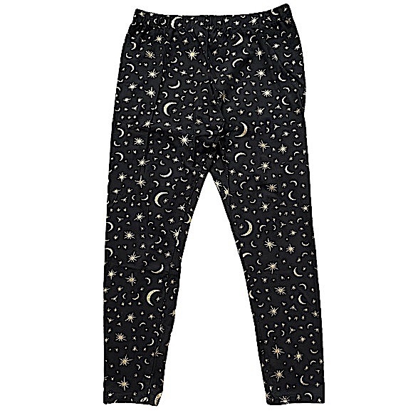 No Boundaries size Xl black leggings with gold metallic moons & stars EUC - Picture 5 of 11